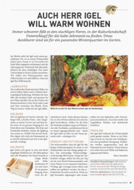 Auch Herr Igel will warm wohnen